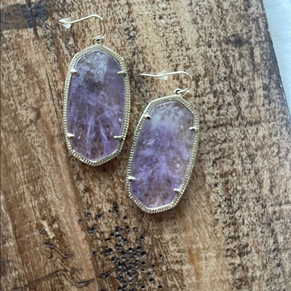 Kendra Scott Lavender Purple Glass Drop Earrings